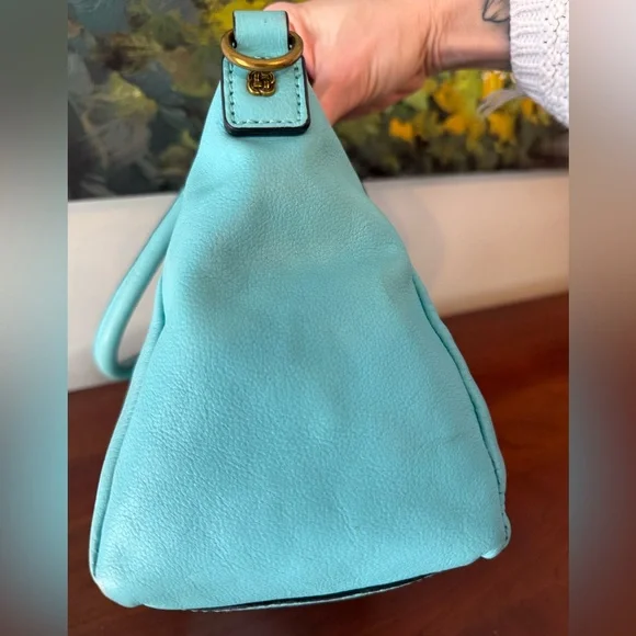 Elliott Lucca Medium Faro Turquoise Leather Satchel Crossbody | Beach Ready ☀️🏝️ - Picture 6 of 17